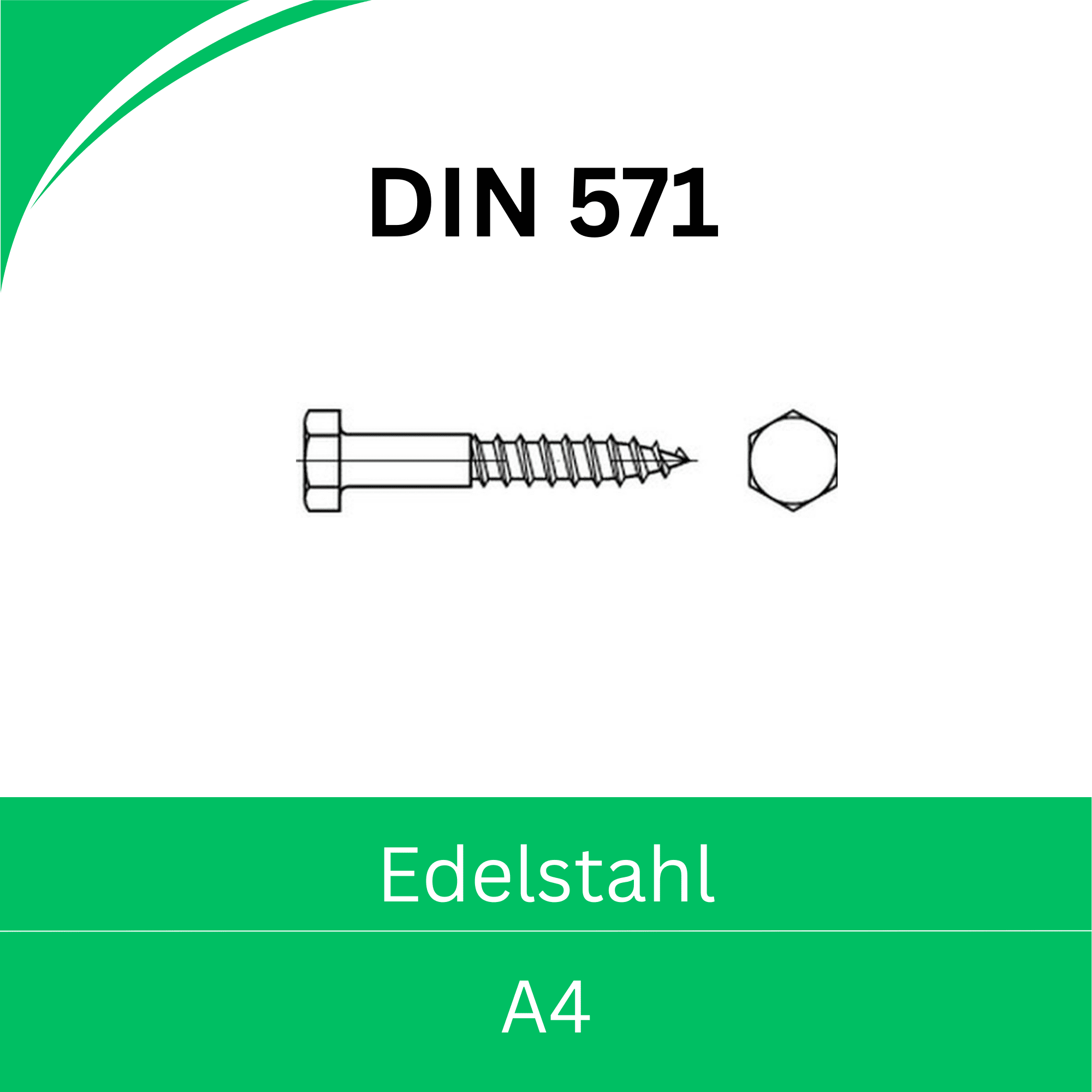 Bild von DIN 571 - Holzschrauben - Sechskantkopf (Edelstahl A4)